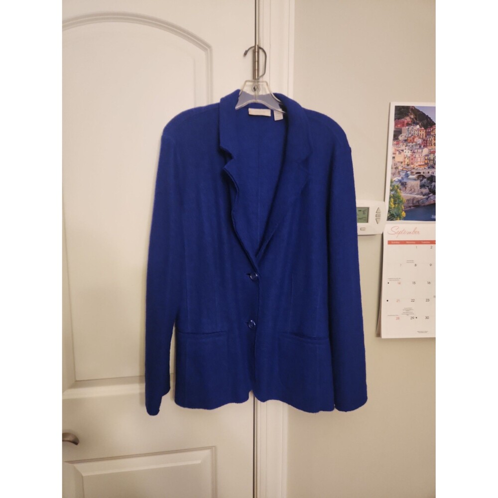 Chico's Dark Blue Wool-Blend Blazer Jacket Size 2 US 12